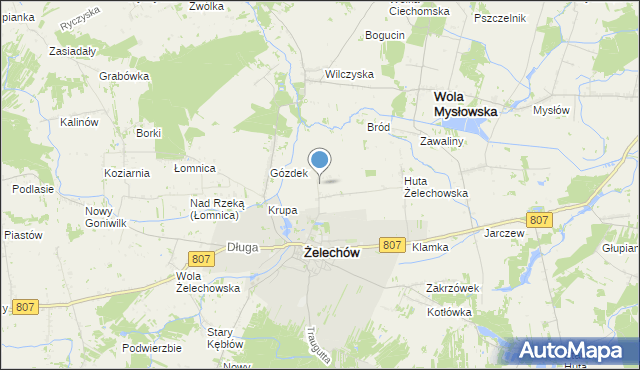 mapa Kolonia Huta Żelechowska, Kolonia Huta Żelechowska na mapie Targeo